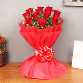 Bunch of 12 Red Roses online delivery in Flower - Full view